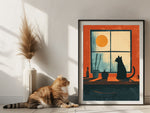 Poster mit Katze am Fenster