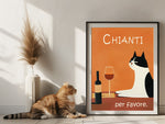Chianti Rotwein Poster mit Katze