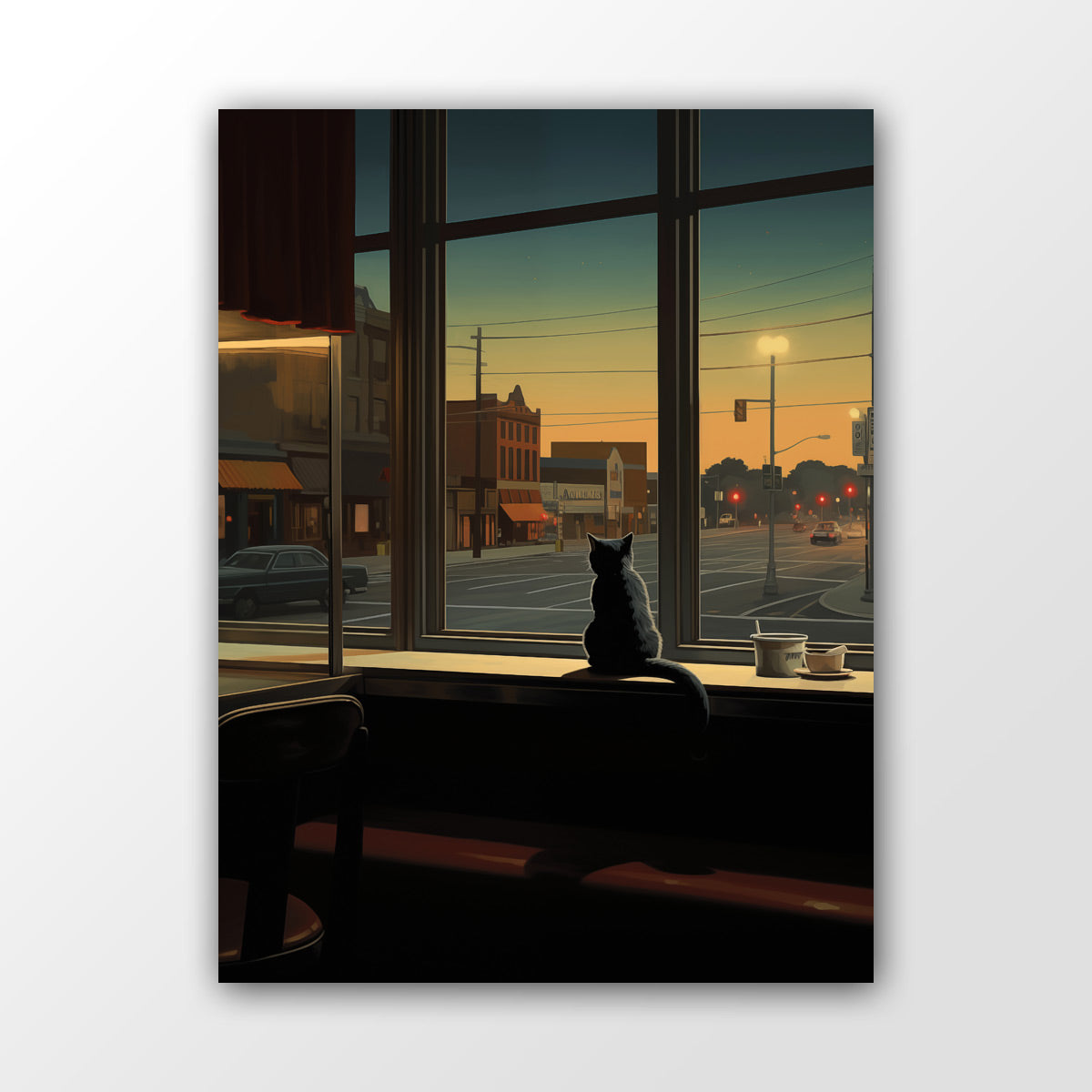 Edward Hopper Wandbild mit Katze