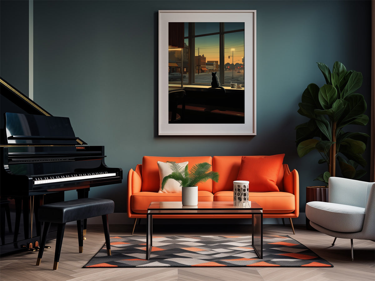 Wandbild Edward Hopper mit Katze