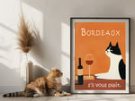 Rotwein Poster Bordeaux-Katze