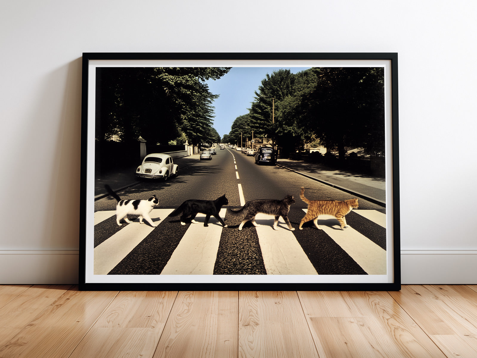 Abbey Road Cats — Katzenposter Beatles Fanart Musik