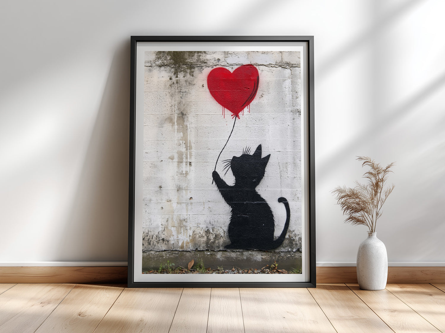 Balloon Cat — Katzen-Poster im Banksy Street-Art-Stil