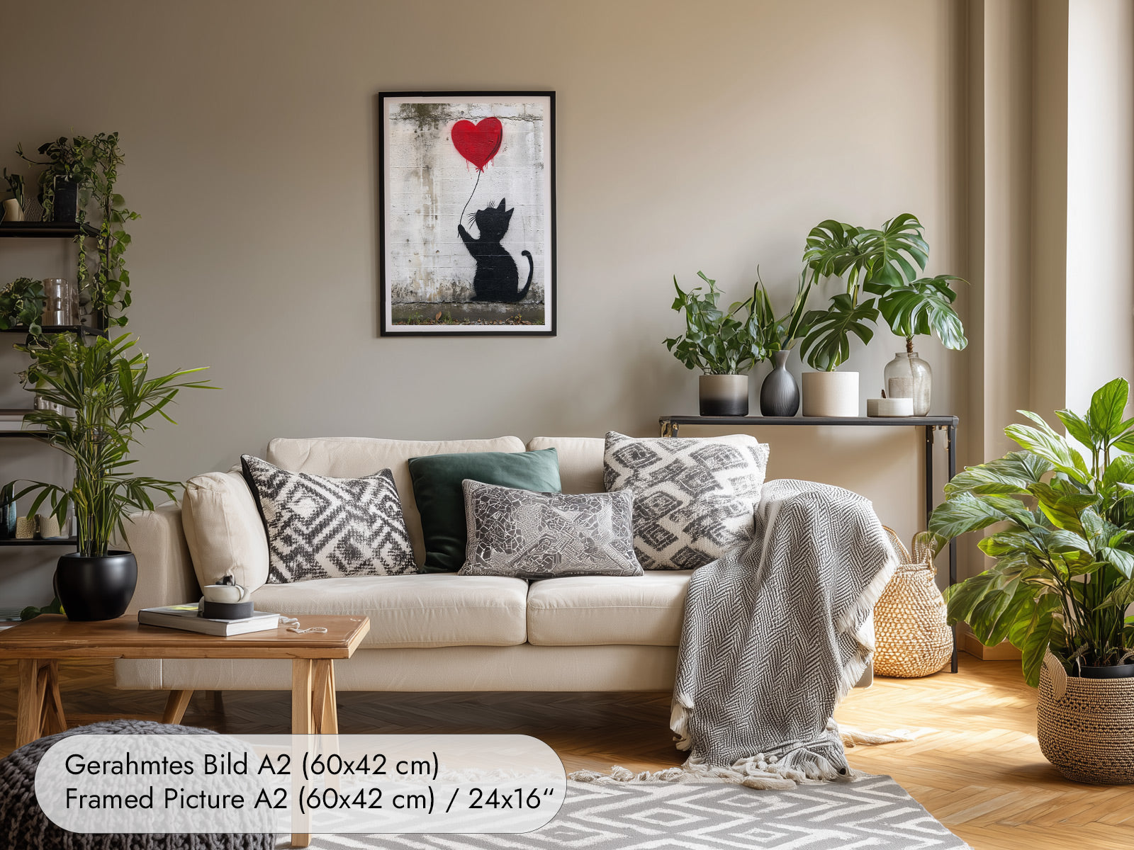 Banksy Wall Art with Cat