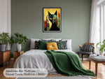 Black Cat Art Print in Bauhaus Style