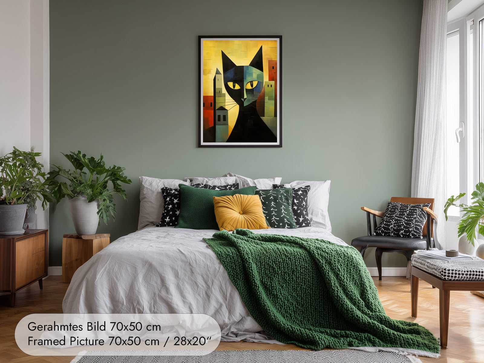 Black Cat Art Print in Bauhaus Style