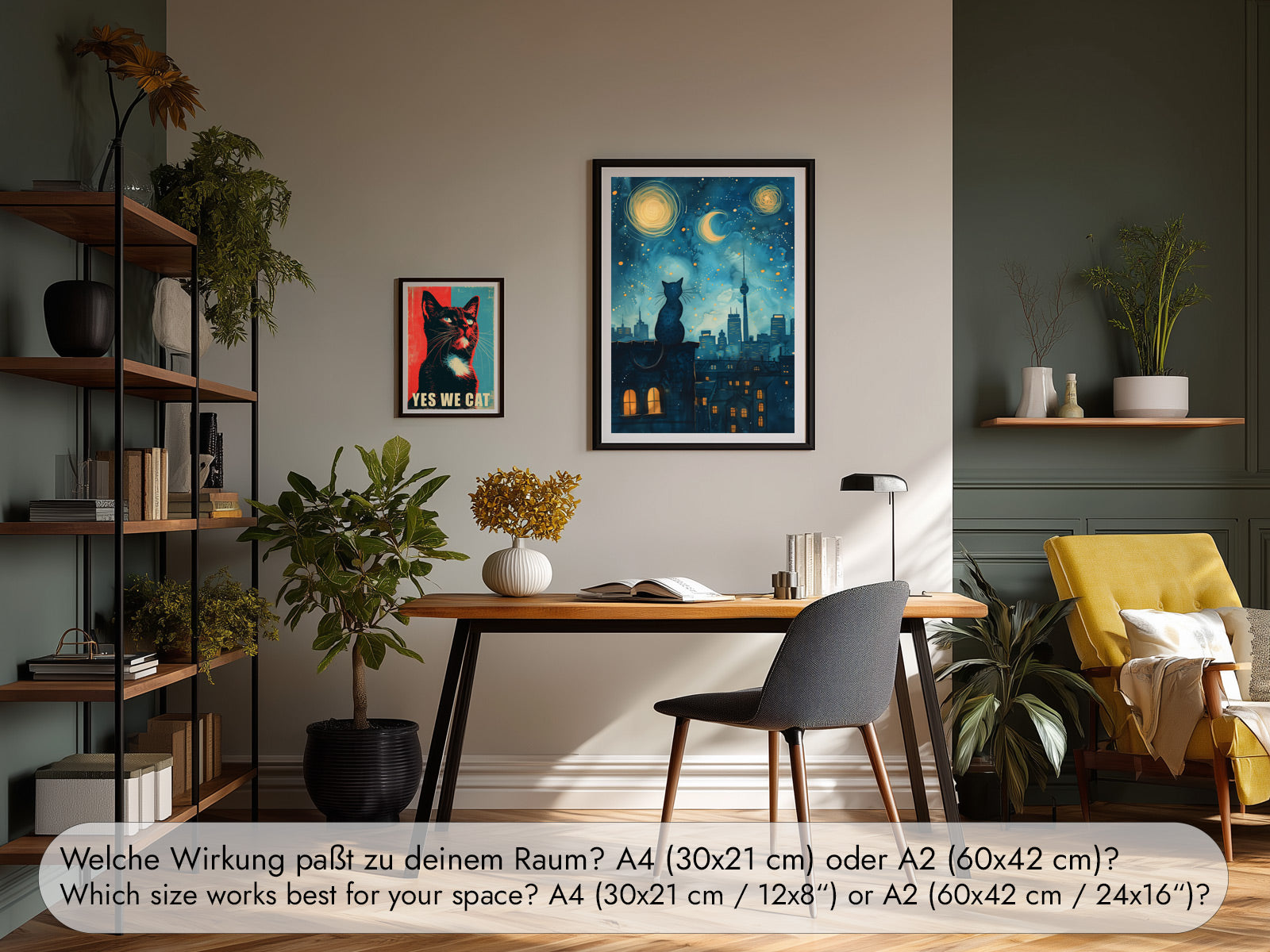 van Gogh Berliner Skyline mit Katze