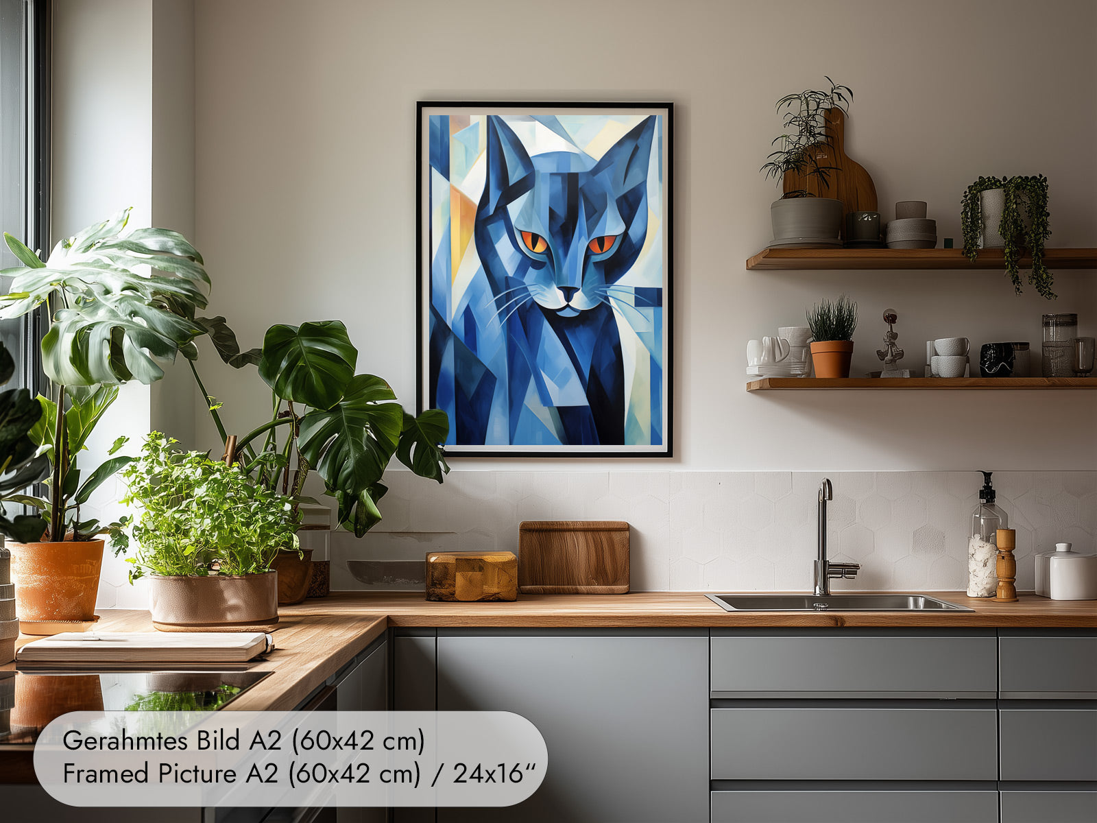 Expressionistisches Katzenportrait im Stil von Franz Marc