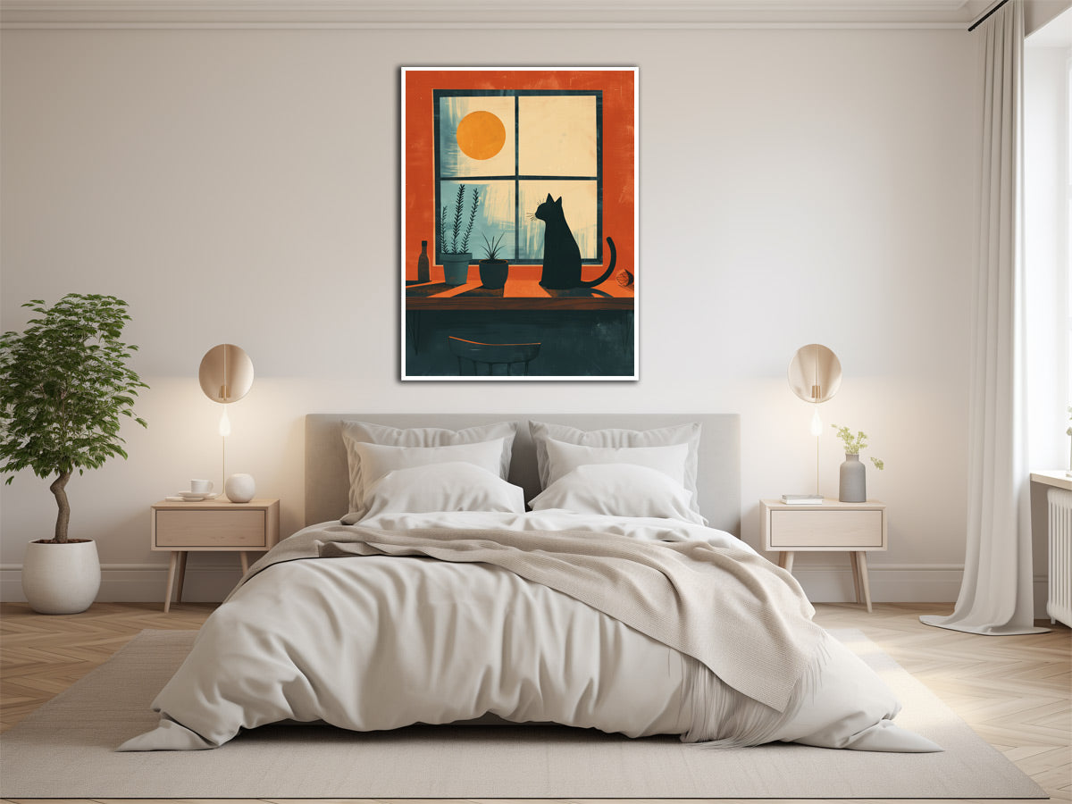Minimalistisches Wandbild mit Katze