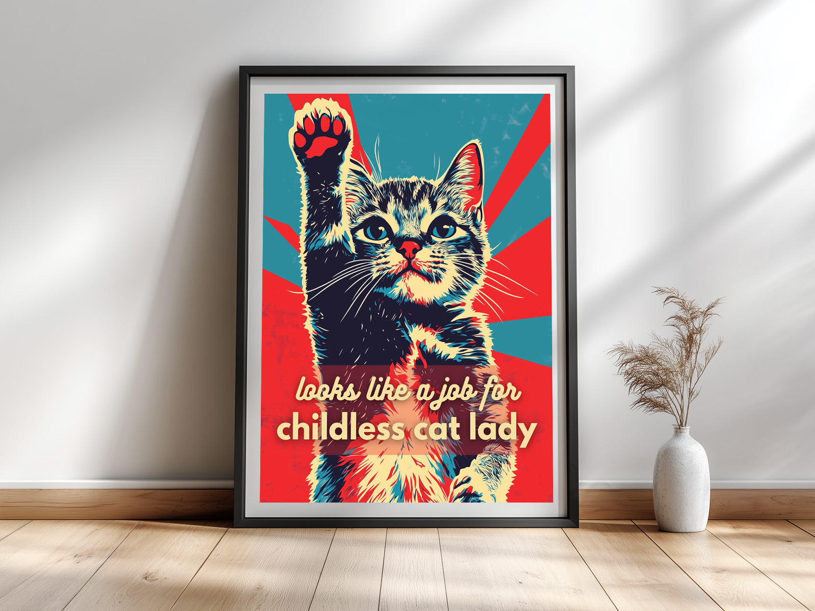 Cat Lady Power – Witziges Pop-Art Katzenposter