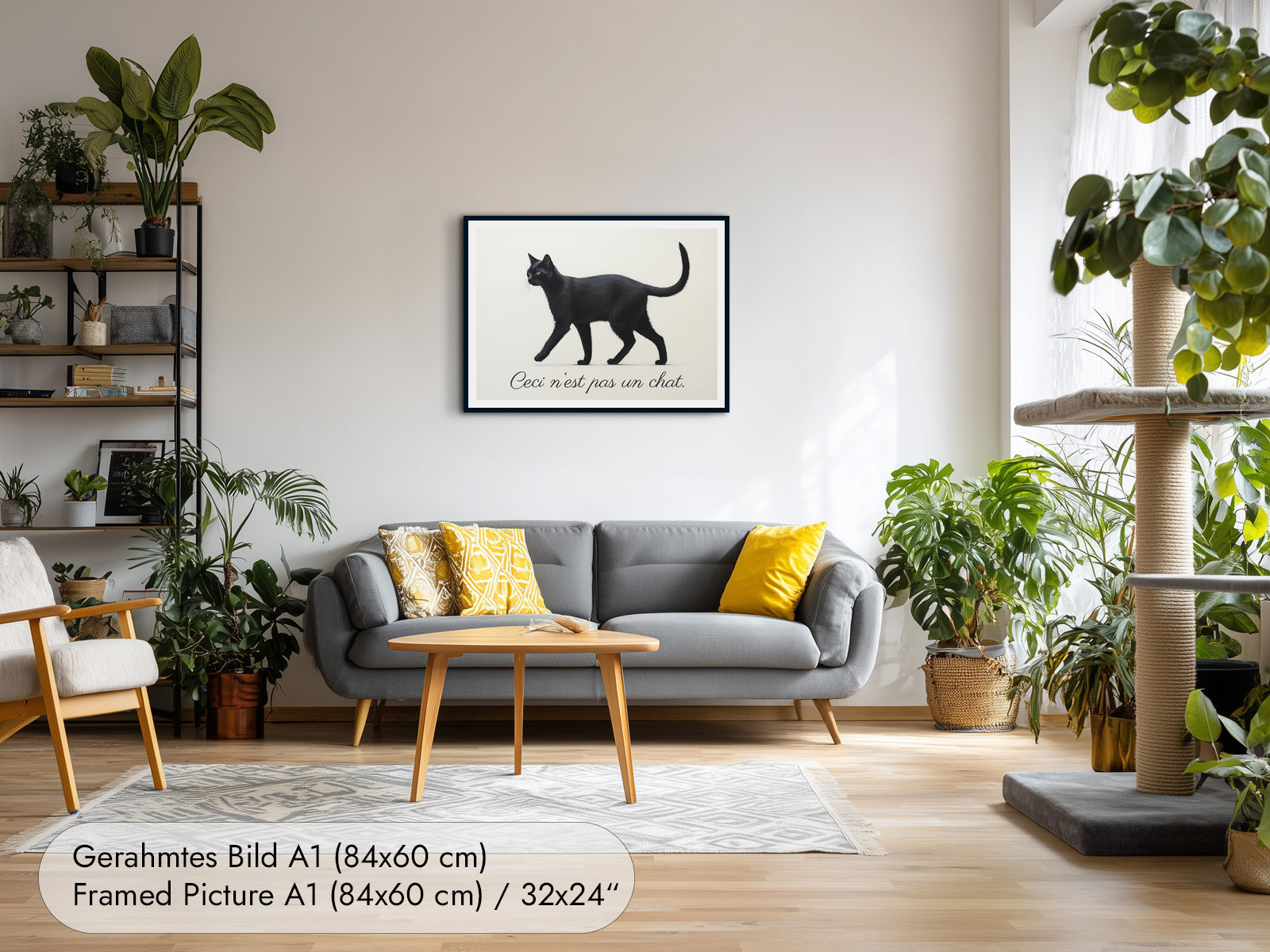 Magritte Kunstdruck mit Katze