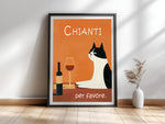 Chianti per favore — Witziges Katzenposter Weinliebhaber Italien