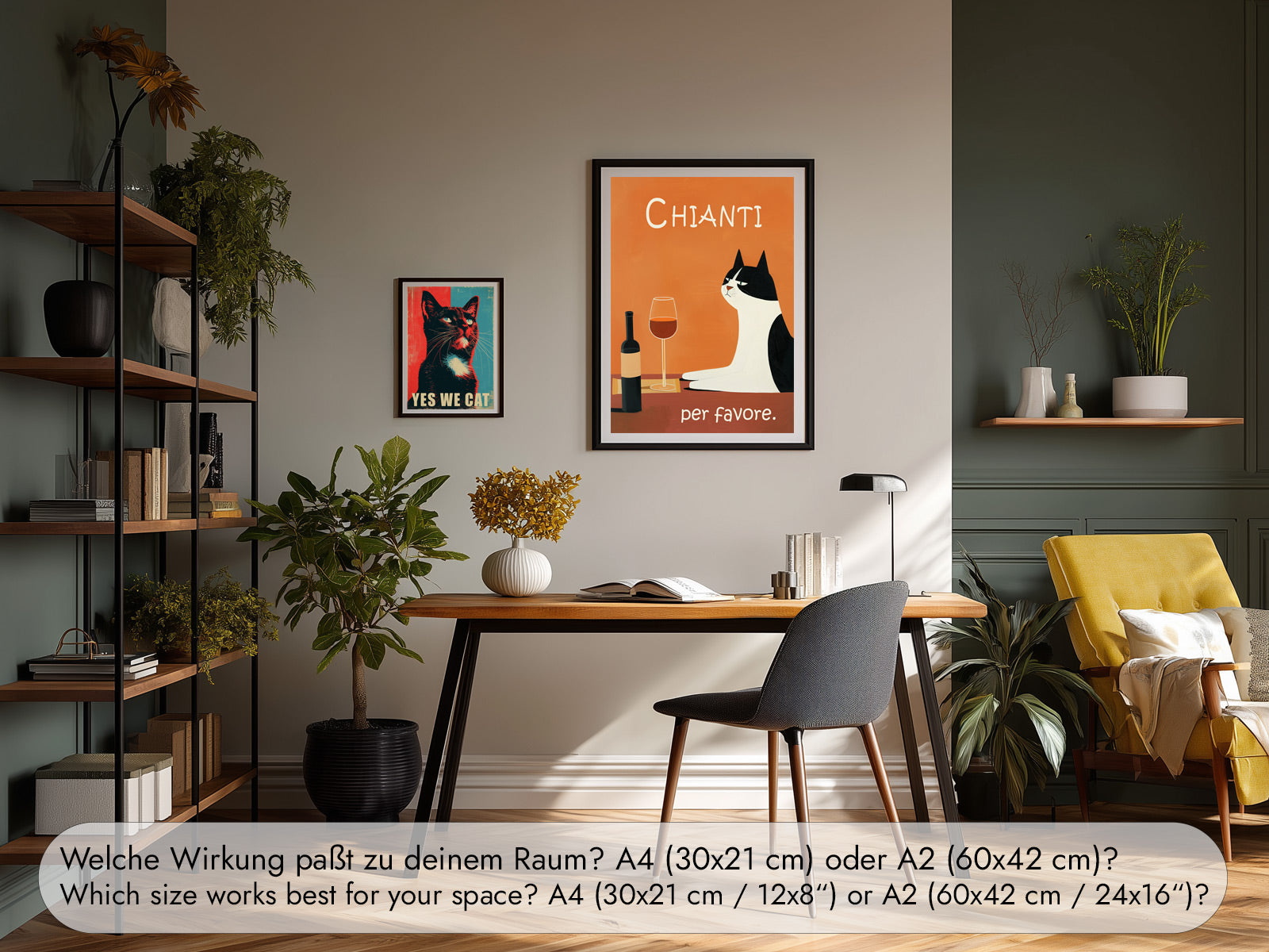 Wandbild Rotwein Katze