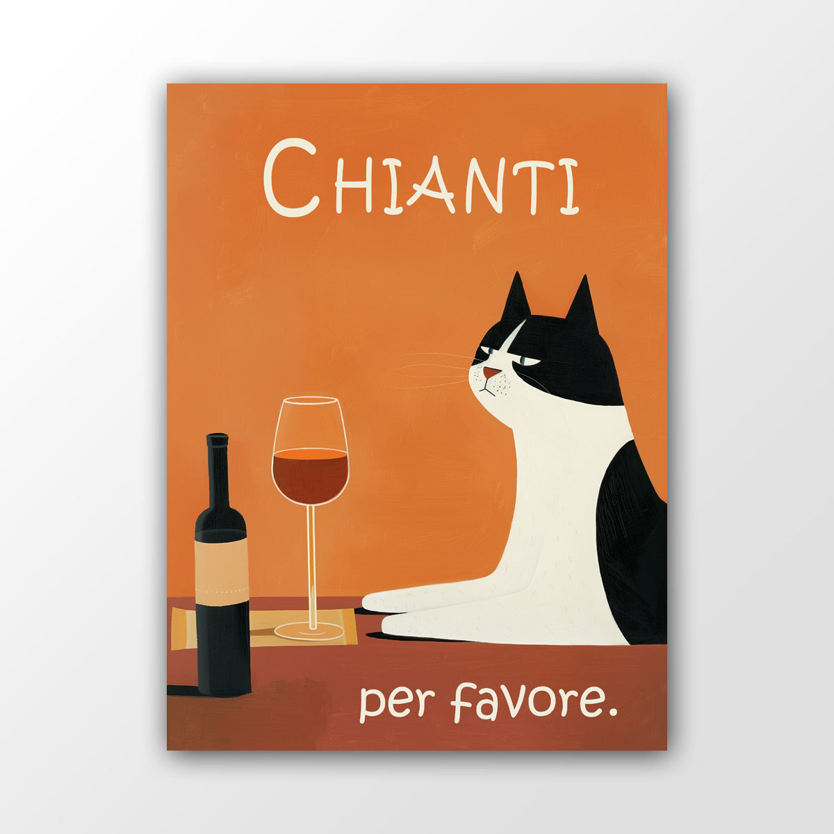 Chianti Rotwein Wandbild mit Katze