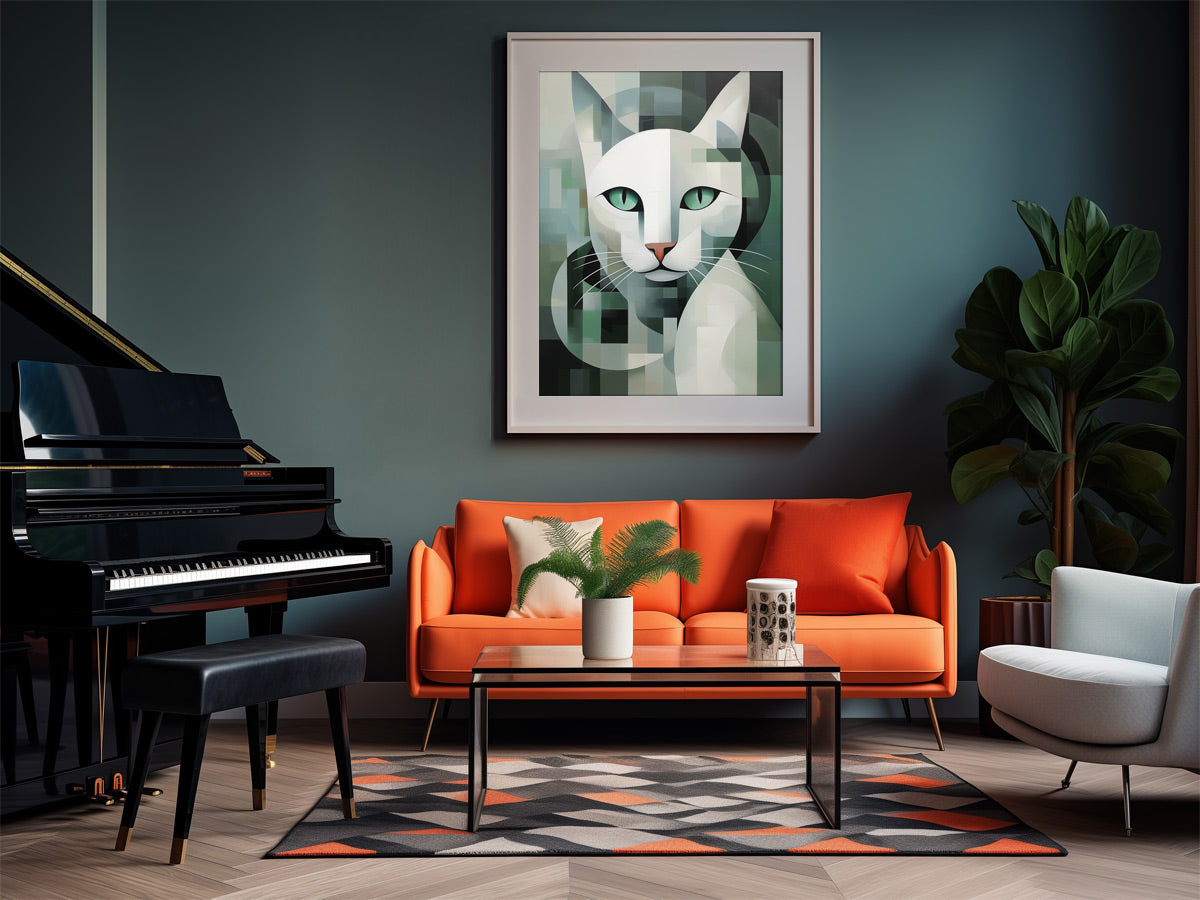 Weiße Katze Wandbild