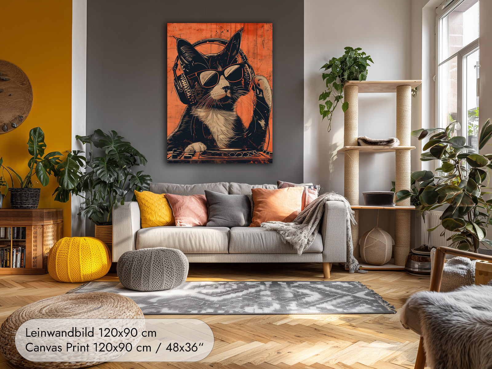 DJ Meow — Funny Cat Poster Music Retro