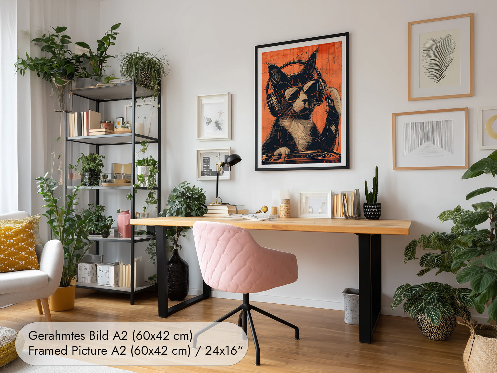 Witziges Poster mit Katze als DJ