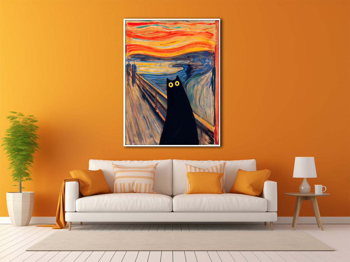 Witziges Katzenbild im Stil von 'Der Schrei' von Edvard Munch