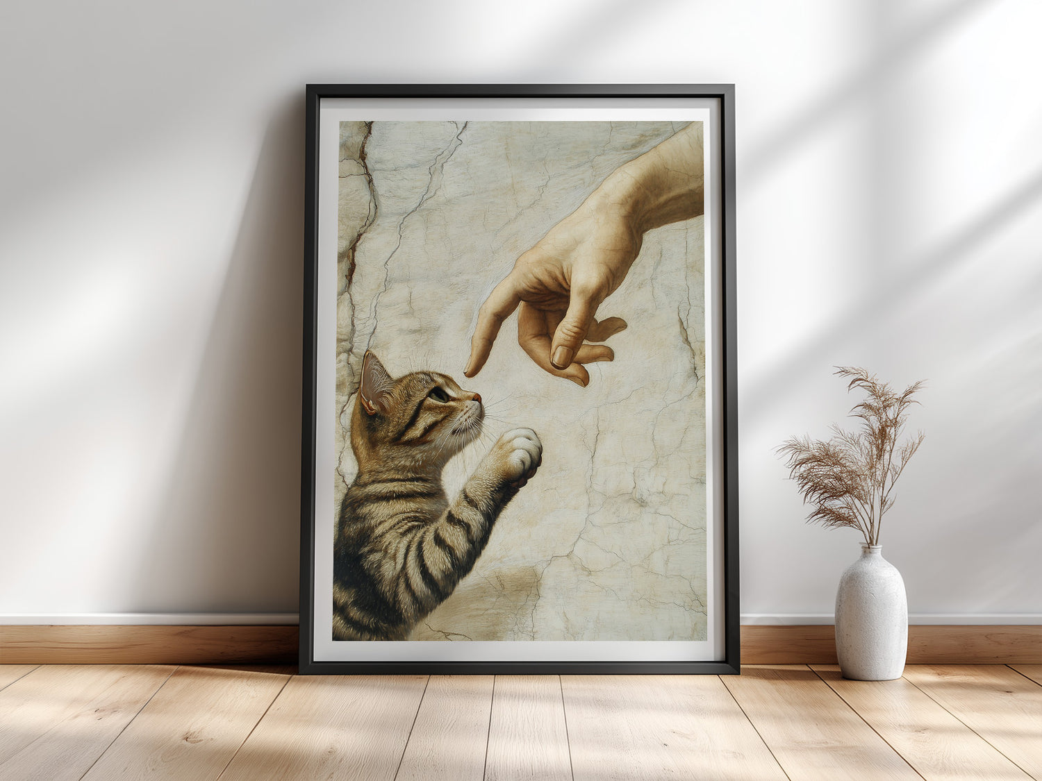 Die Erschaffung der Katze — Renaissance-Kunstdruck nach Michelangelo