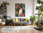 Flora — Botanical Cat Poster with Tropical Flowers