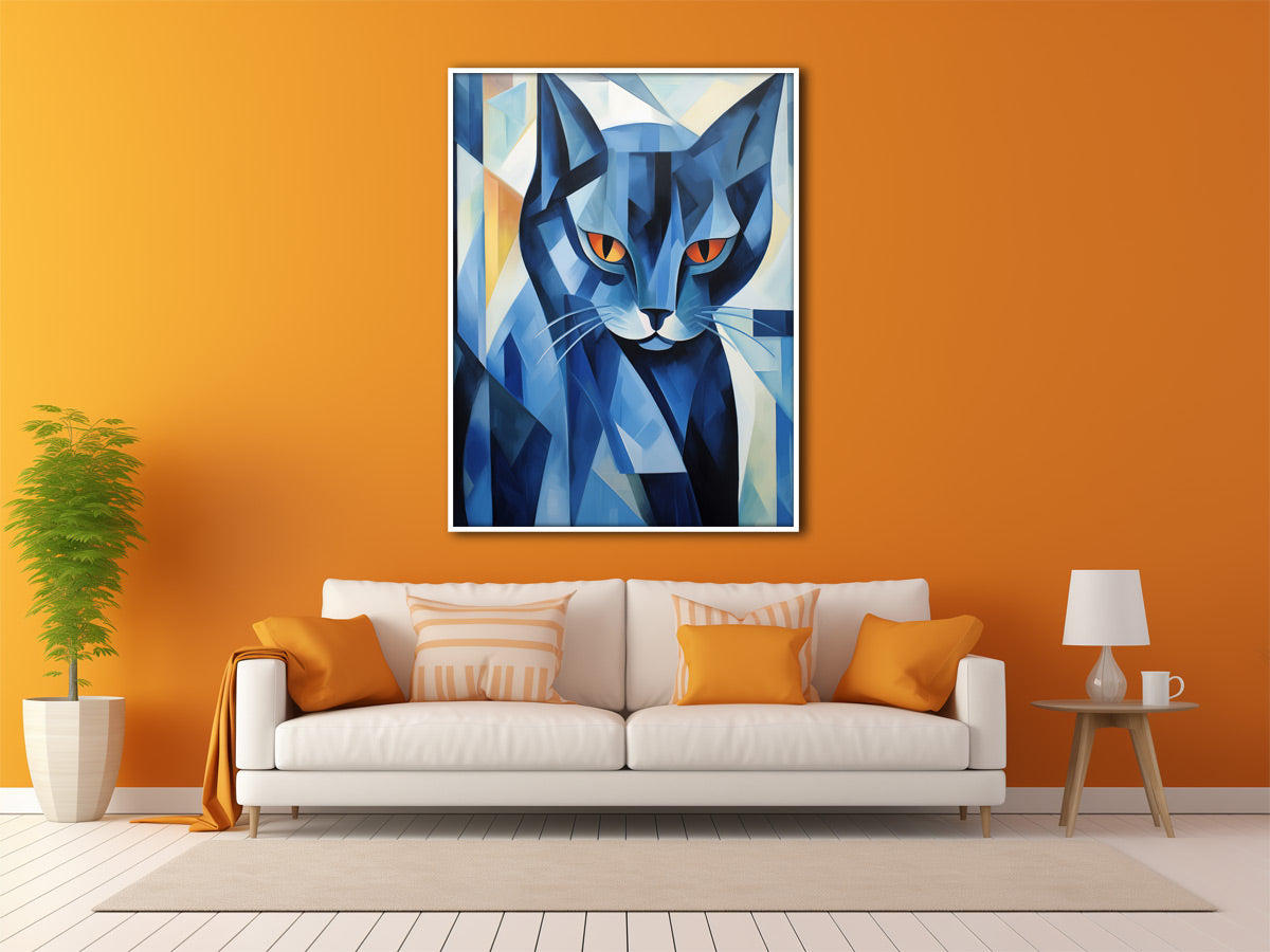 Wandbild Abstrakte Katze im Stil von Franz Marc