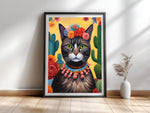 Frida la Gata — Katzenportrait im Stil von Frida Kahlo