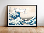 Die Große Welle — Katzen-Kunstdruck nach Hokusai