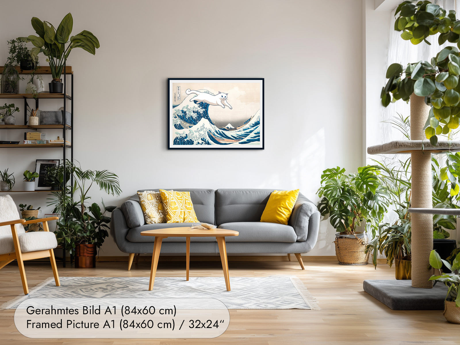 Wandbild Grosse Welle mit Katze