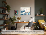 Die Grosse Welle Poster mit Katze