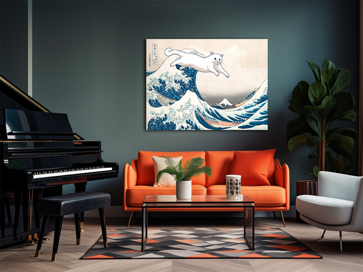 Hokusai -Große Welle - Katzenkunst