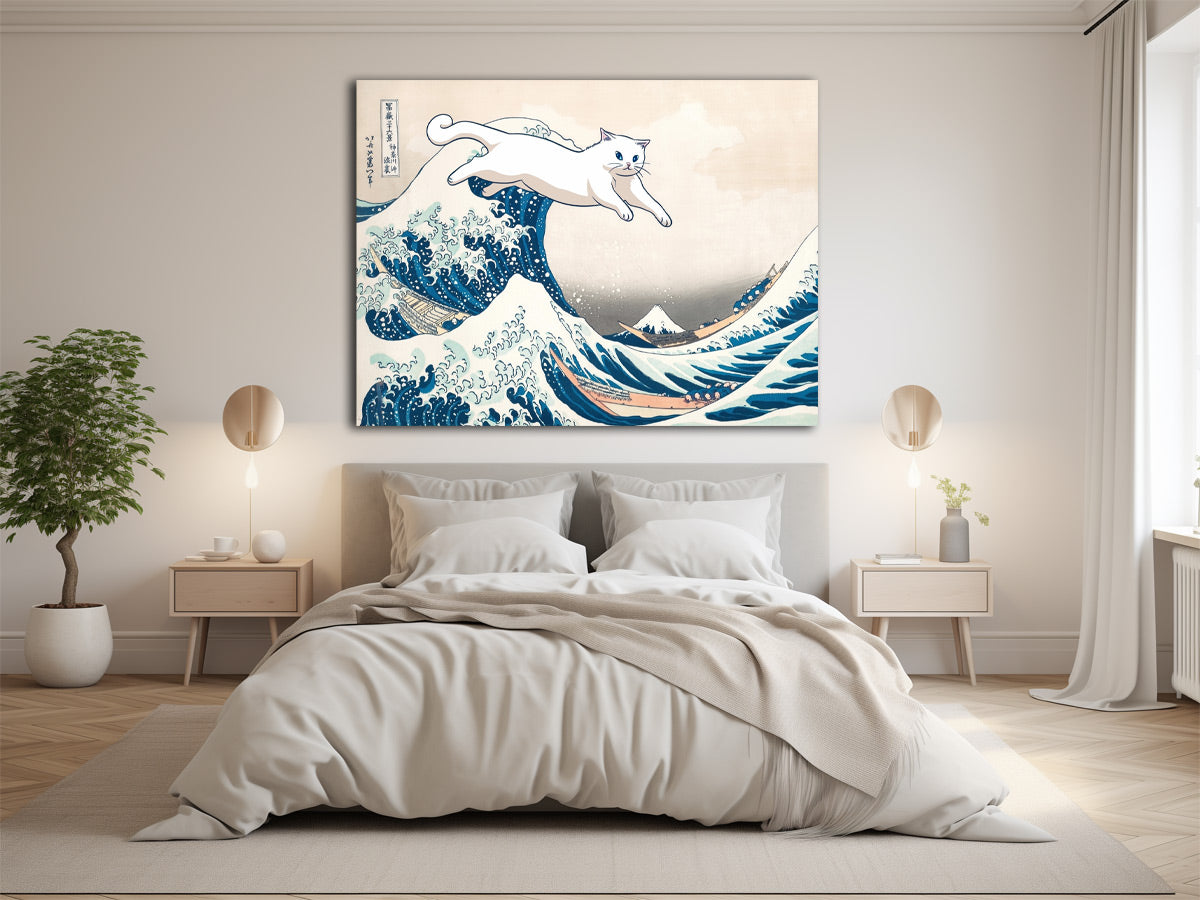 Katzenkunst im Stil von Hokusai