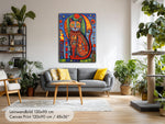 Hundertwasser Cat — Colourful Cat Portrait in the Hundertwasser Style