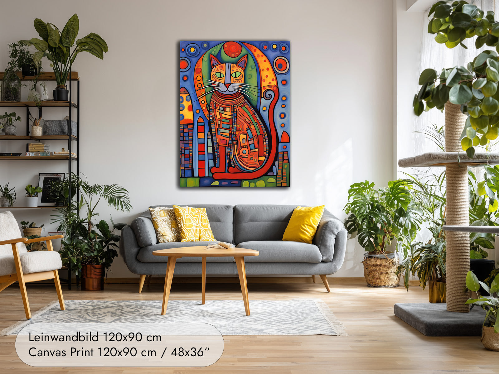 Hundertwasser Cat — Colourful Cat Portrait in the Hundertwasser Style