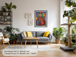 Wandbild Katze im Stil von Hundertwasser