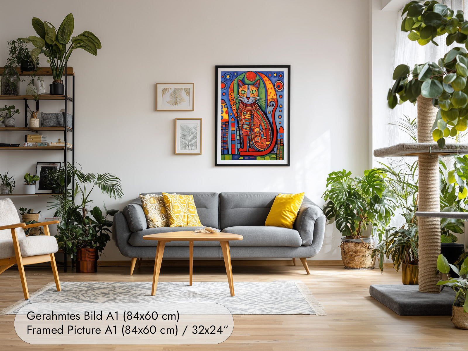 Wandbild Katze im Stil von Hundertwasser