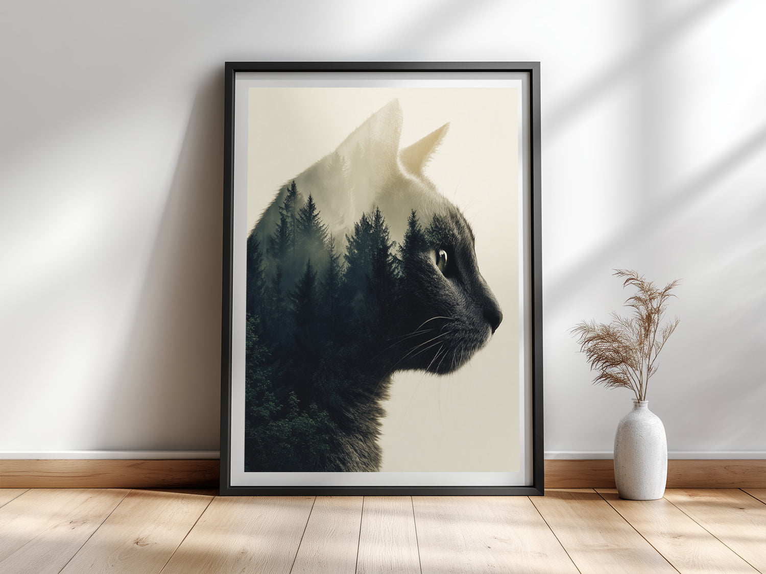 Der innere Wald — Katzen-Fotokunst Doppelbelichtung