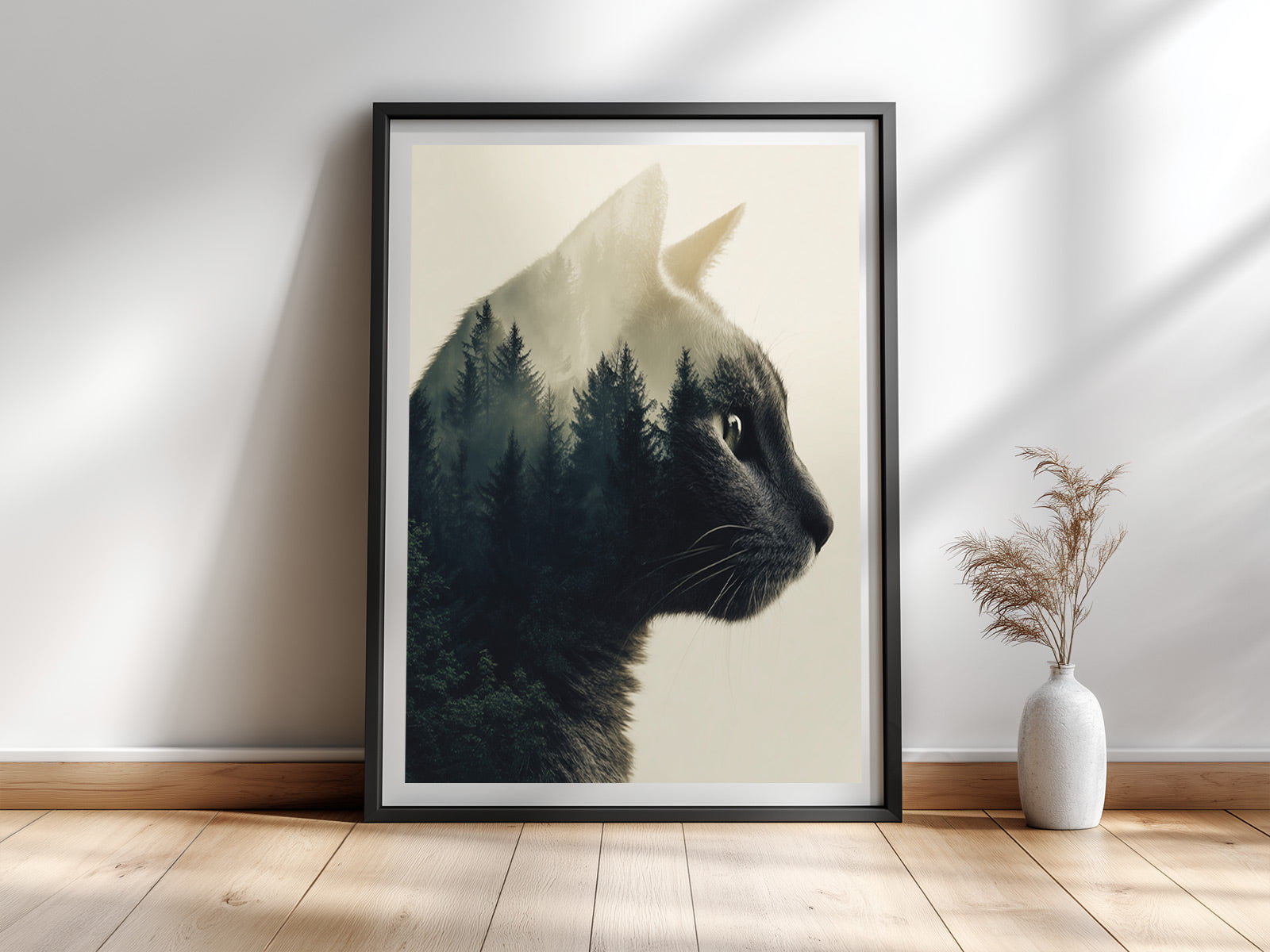 Der innere Wald — Katzen-Fotokunst Doppelbelichtung