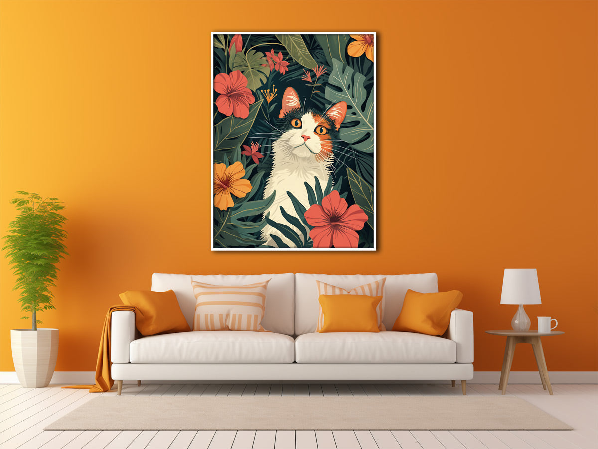 Leinwandbild Dschungel mit Katze
