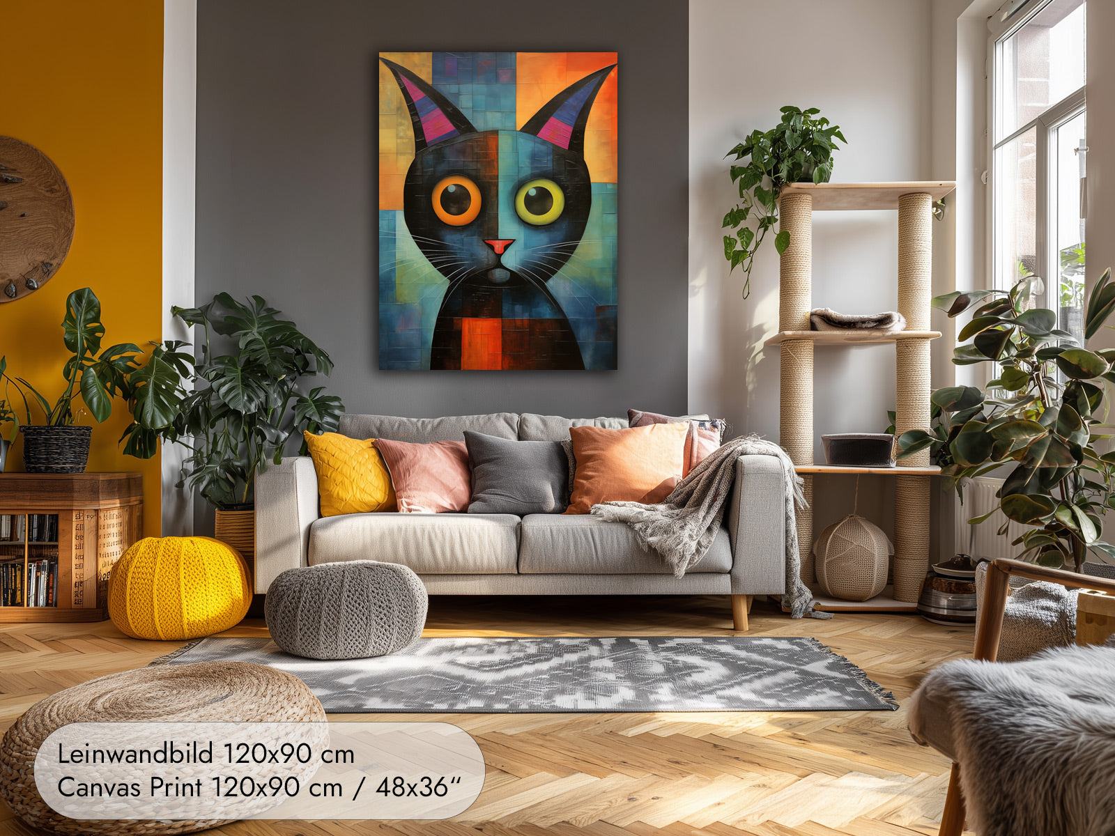 Colourful Cat Portrait in the Style of Paul Klee