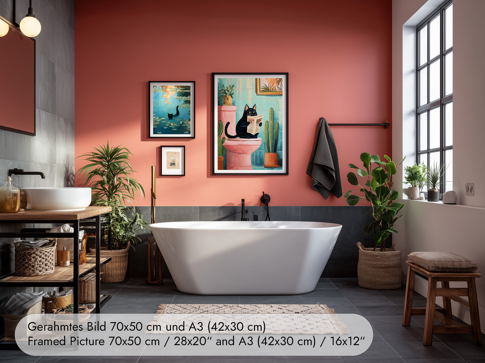 Funny Cat Bathroom Wall Art