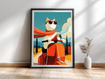 La Dolce Vita — Witziges Katzenposter Vespa Italien Toskana