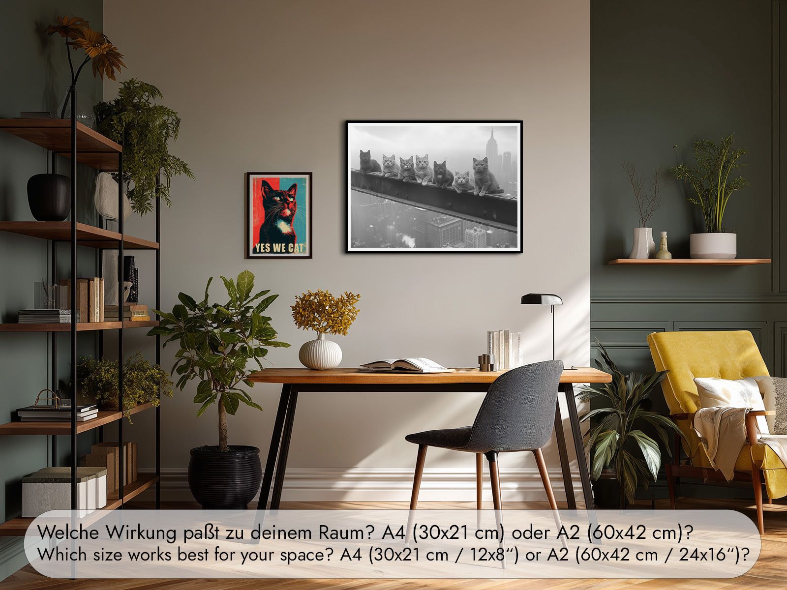 Black and White New York Poster with Cats