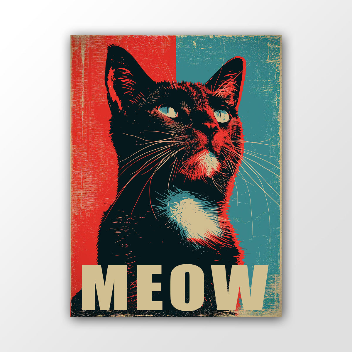MEOW Witziges Katzenbild als Poster, Leinwand, Acrylbild