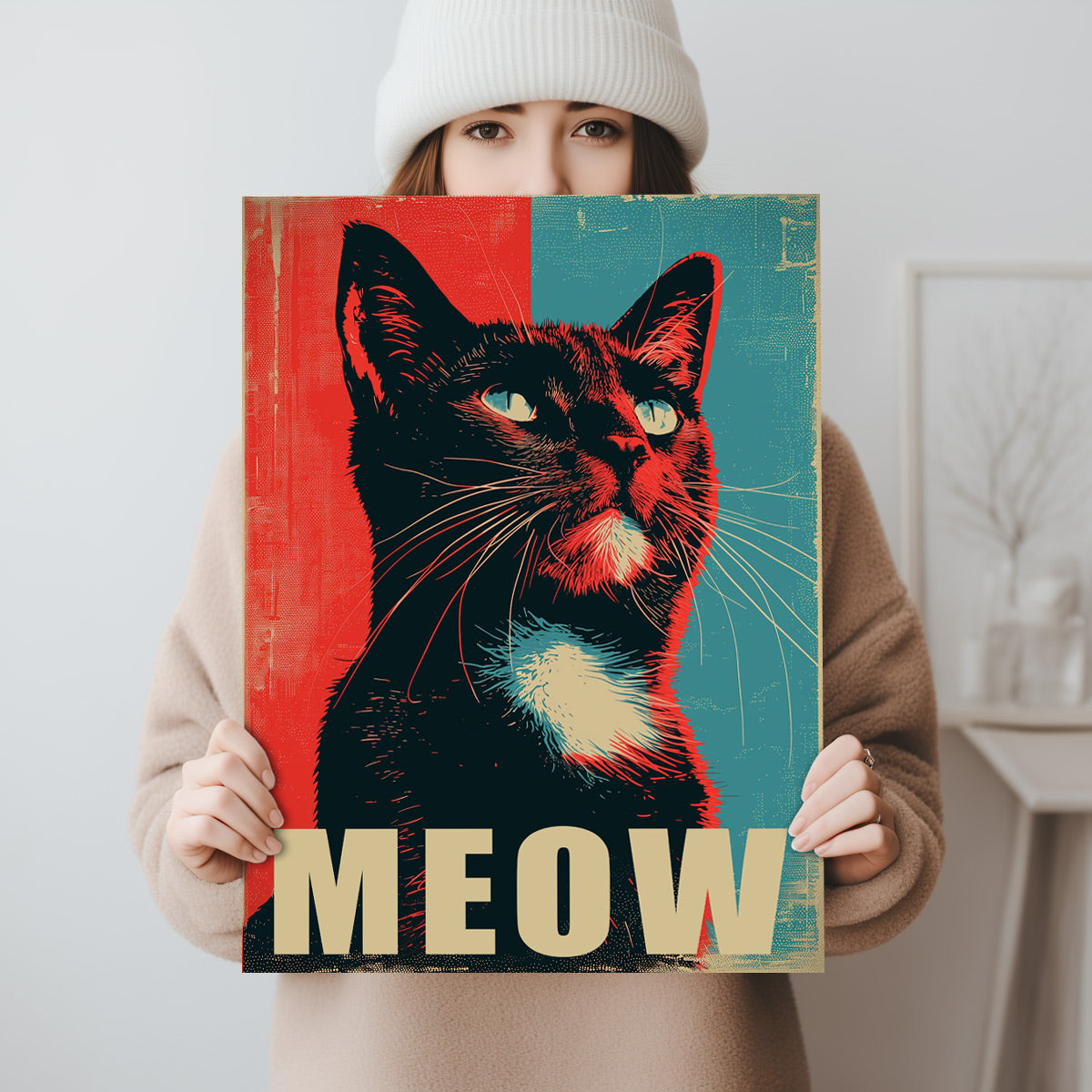 MEOW Witziges Katzenposter
