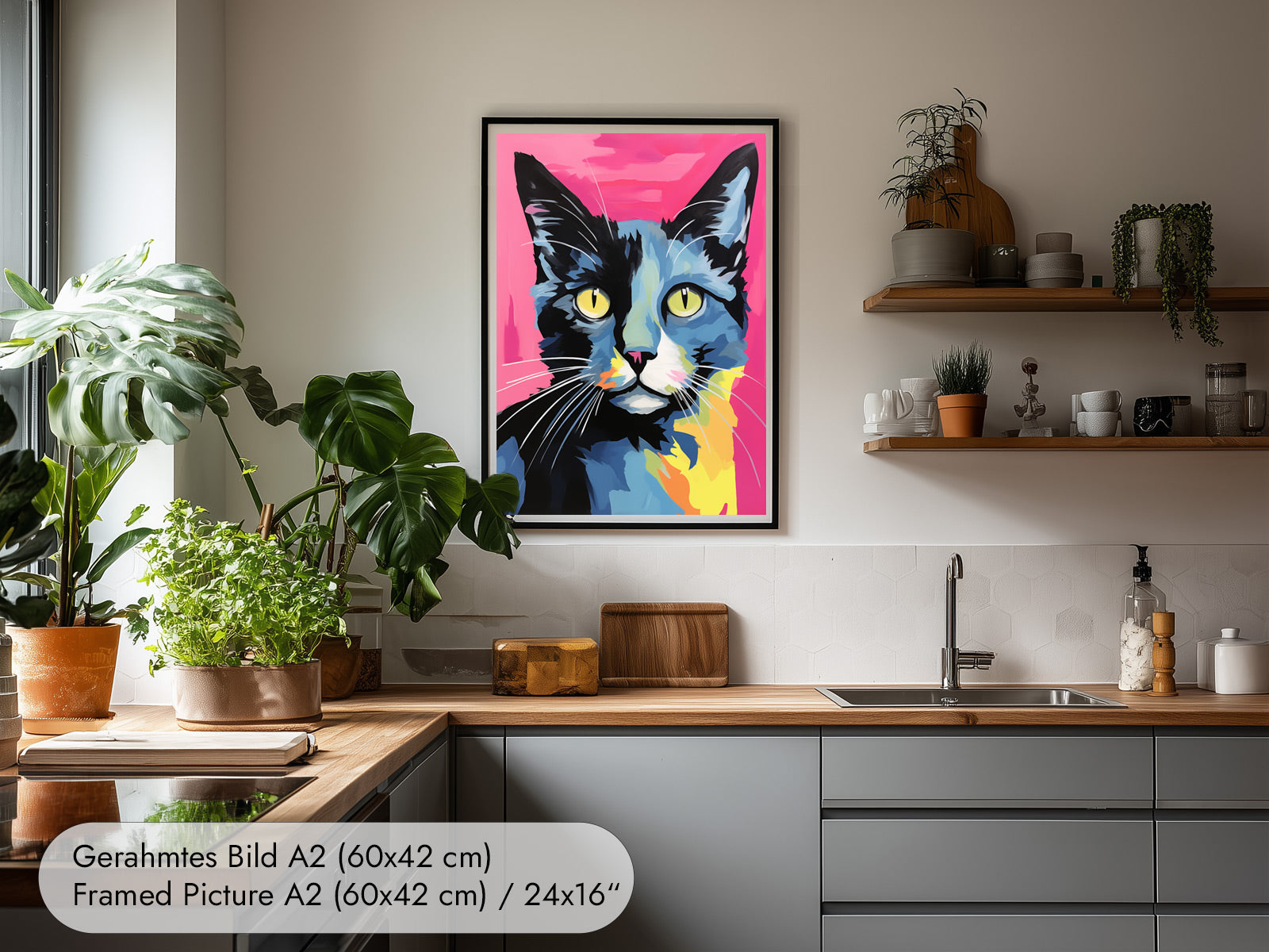 Pop Art Wandbild Katze nach Andy Warhol 