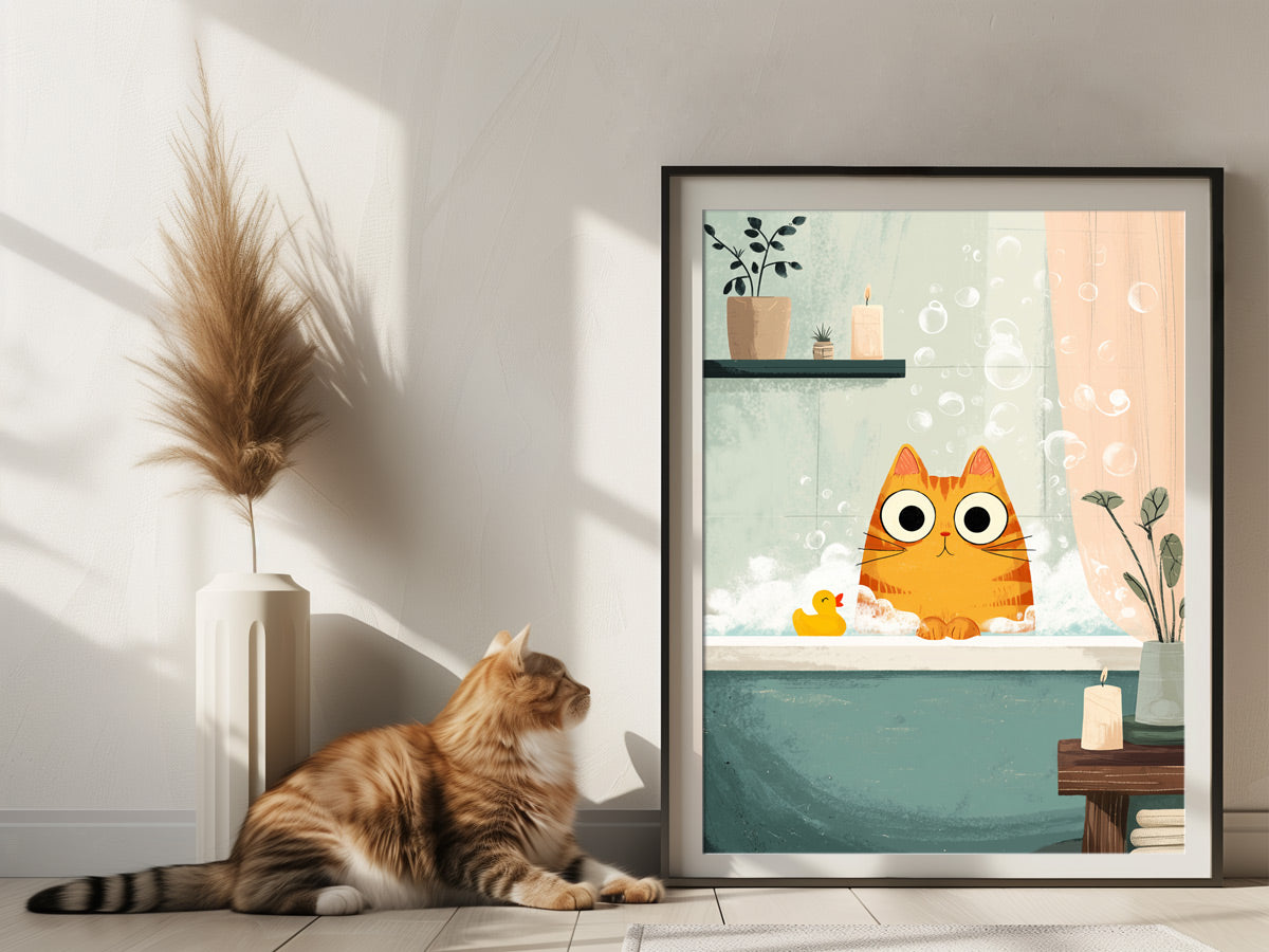 Badezimmer Bild mit Katze