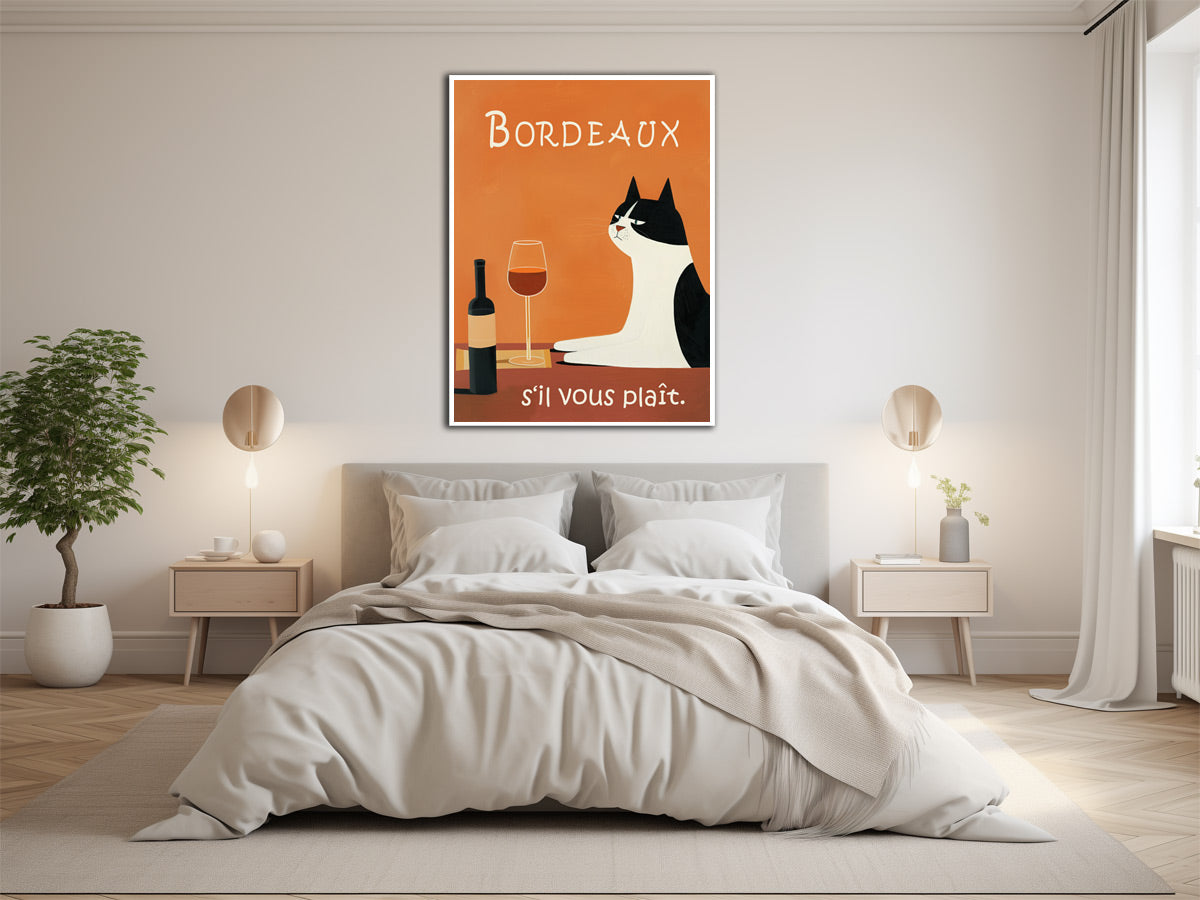 Rotwein Poster Bordeaux-Katze