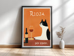 Rioja por favor — Witziges Katzenposter Weinliebhaber Spanien
