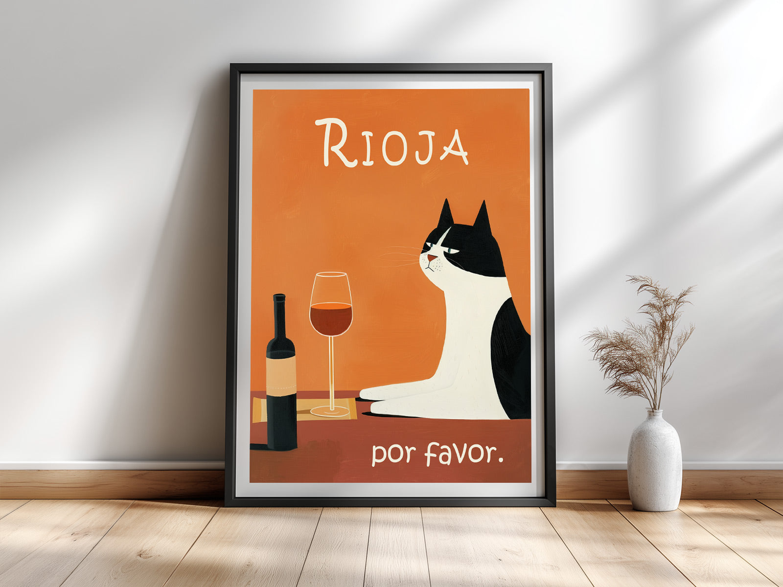 Rioja por favor — Witziges Katzenposter Weinliebhaber Spanien
