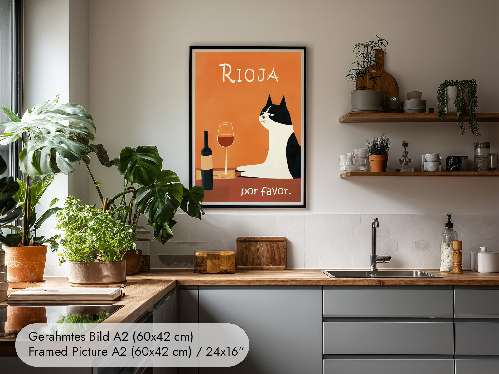 Rioja Rotwein Wandbild Katze